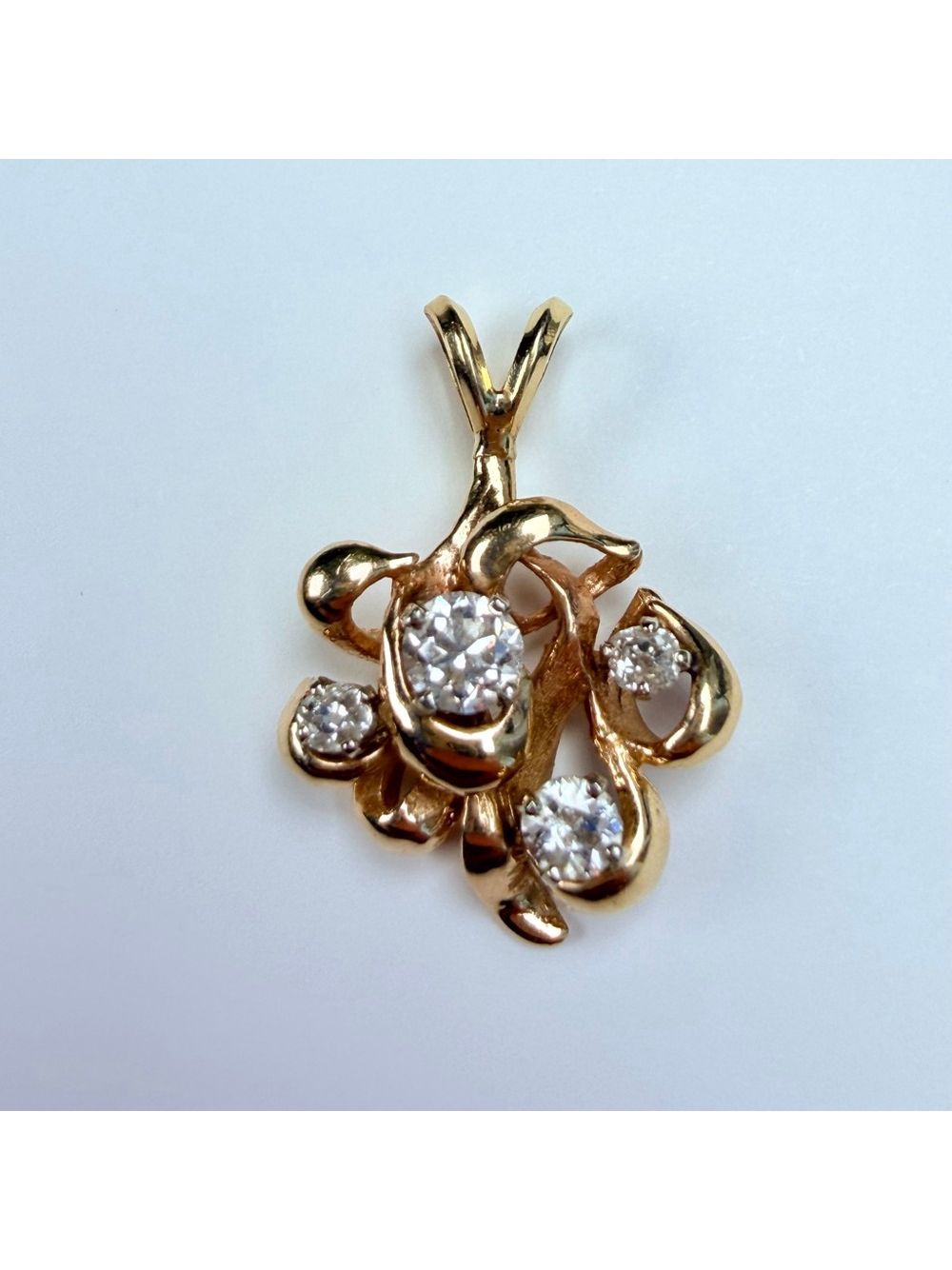Estate 14k Solid Yellow Gold 70 Ct Genuine Diamond Antique Custom Vtg Pendant
